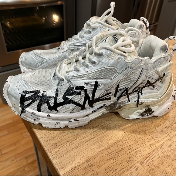 Balenciaga Other - balenciaga runner grafitti men’s size 13 fashion sneakers shoes white black rare
